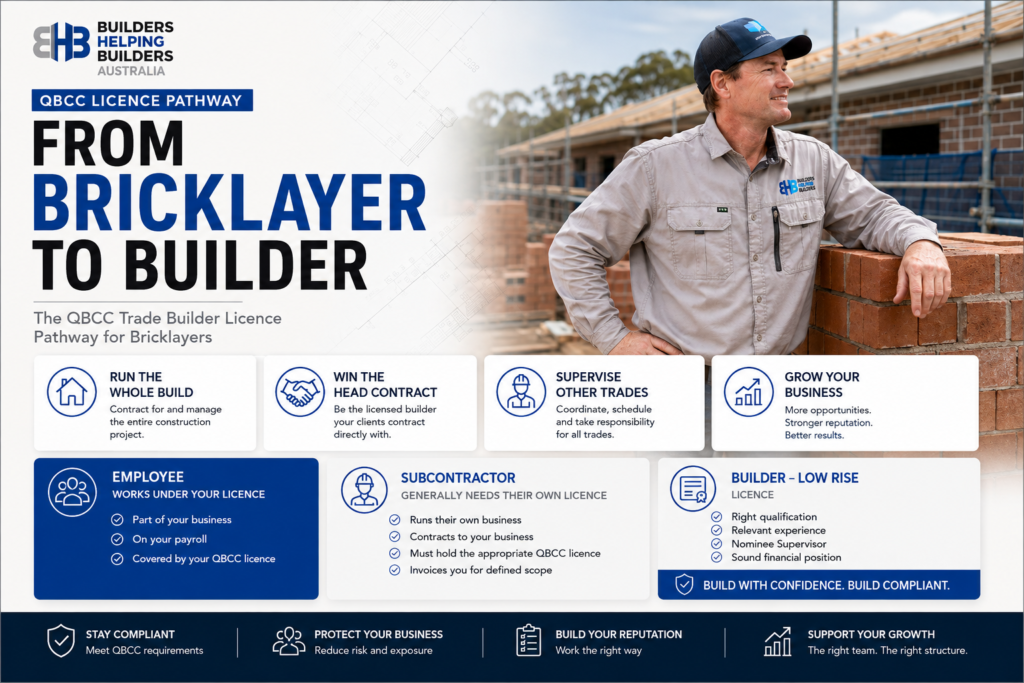 QBCC Trade Builder Licence Pathway for Bricklayers