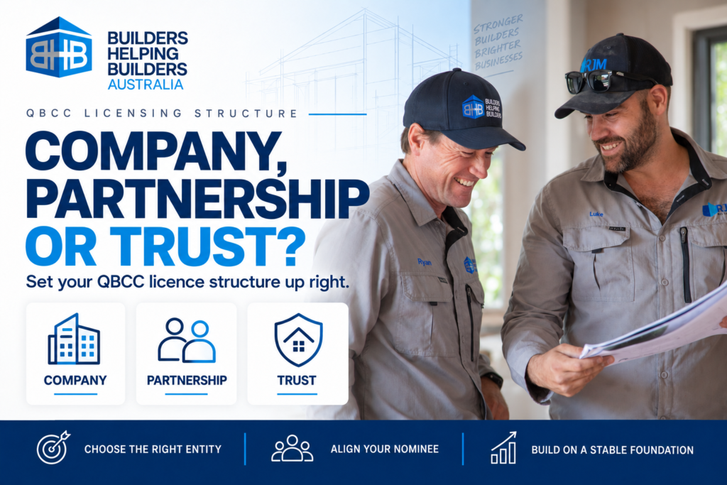 QBCC Licence Requirements for a Company Partnership or Trust